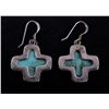 Image 4 : Navajo Sterling Silver & Turquoise Cross Earrings