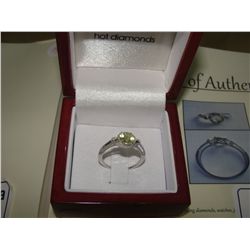 YELLOW TOPAZ RING SET WITH 2 SHOULDER DIAMONDS. INCLUDES $350 CERTIFICATE