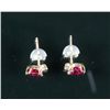 Image 2 : 10kt Gold Ruby Cibic Zirconia Earrings