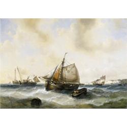 Vissersboten voor de kust - François Musin...