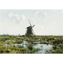 Moulin dans les tourbières - Molen in de polders - Franz Courtens...