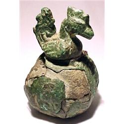 BURMA, Burma, prior to the16th century, a bird weight, well-worn with stone (pegmatite core). Th...