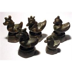 BURMA, c. 1800 -1850. A lot of five smaller hentha weights similar to above lot. H: 2.7-4.3 cm....