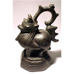 BURMA, c. 1800 -1850. A two pound weight in the form of a beast with steelyard loop. H: 10.8 cm....