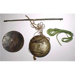 WEST AFRICA, GOLD COAST (GHANA), Ashanti Tribe, c. 1720-1890, a brass equal arm four inch balanc...