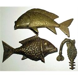 WEST AFRICA, GOLD COAST (GHANA), Ashanti Tribe, c. 1720-1900 AD. a lot of two brass fish weights...