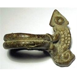 WEST AFRICA, GOLD COAST (GHANA), Ashanti Tribe, c. 1720-1900 AD. a finger ring in brass, size 11...