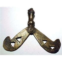 WEST AFRICA, GOLD COAST (GHANA), Ashanti Tribe, c. 1900-1925, a double scimitar. L: 8 cm. See T....