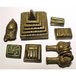 WEST AFRICA, GOLD COAST (GHANA), a lot of seven Ashanti brass castings for use as gold weights....