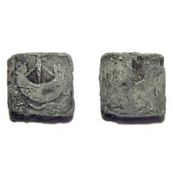 England, Edward III/Henry IV, 1351-1412, square uniface pewter weight for a gold noble with styl...