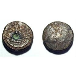 England, Edward IV, after 1471, representational uniface round weight in bronze for a noble with...