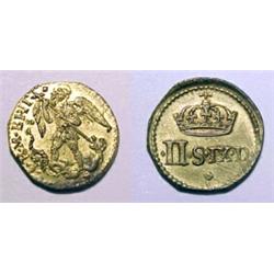 England, James I, bronze round weight struck c. 1632. of a gold quarter angel with St. Michael k...