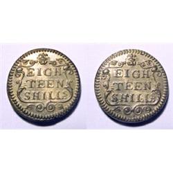 England, (for Portugal) c. 1748, a round bronze weight with same design on both sides: EIGH=/=TE...