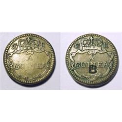 England, George III, 1760-73, guinea wt. Countermark, ewer. (8.25 gm). Withers1610. VF+.    $30...