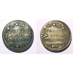 England, George III, 1760-63, Thirty/six/ shillings in cartouche on both sides. (14.20 gm).Withe...