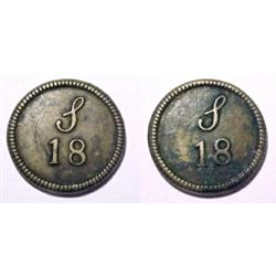England, George III, 1760-63,S/18 on both sides, half Joe. (7.13gm).Withers 1676c. VF.    $15...