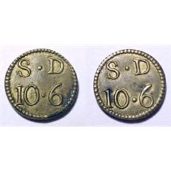 England, George III, 1760-73,half guinea wt. S.D. 10. 6 on both sides. (4.17 gm).Withers 1714g....