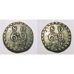 England, George III, 1773-75, 36 shillings weight made by Berry of Birmingham. (2.63 gm) Withers...