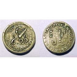 Ireland, George II, 1737, a round brass weight for a moidor; 6 dwt 22 gr. Harp/Shield. (10.68 gm...