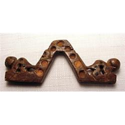 Peru, Northern Coast, Chimu Culture, c. 1000-1400 AD. an "A"-shaped wood beam carved in relief o...