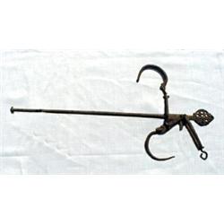 Ottoman Empire Steelyard, c. 1700, a steel beam, length 30 cm with barely discernible incised li...
