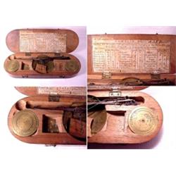 France, c. 1795, a coin scale with an equal arm balance with a steel beam 13.5 cm. in length. Th...