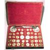 Image 1 : Germany, Berlin, c. 1850, a leather boxed coin scale with thirty-six round knobbed weights each h...