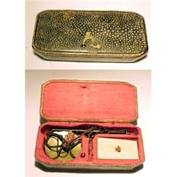Great Britain, c. 1790, a small shagreen box with single top hasp housing a small steel balance...
