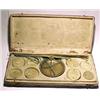 Image 1 : Italy, c. 1800, a rectangular boxed scale with a fine set of fifteen round brass coin weights se...