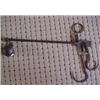 Image 1 : Canada, 19th century all iron steelyard scale complete with two scaffold hooks below and one abo...