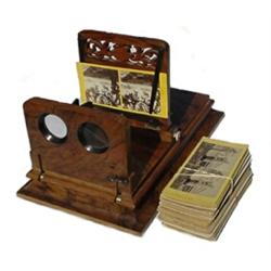 United States, c. 1880, a fine wooden stereoscope with brass and ivory fittings. Expensive featu...