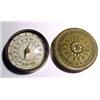 Image 1 : United States, c. 1875, a machine stamped copper time keeper and sun dial. The lid is embossed w...
