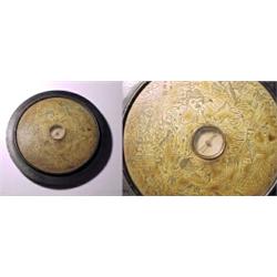 Annam, (Vietnam), c. 1890-1910, a small compass set in larger round wooden case. The dial is sur...