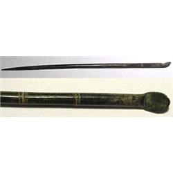 Roman Empire, Italy, c. 150-300 AD. a fine bronze medical spatula. The bronze handle is carefull...