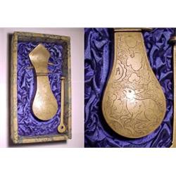 China, Ch'ing Dynasty, Kuang-Hsu Period, c. 1875 AD. a fine brass lock and key, in- cised on top...
