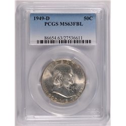 1949-D FRANKLIN HALF DOLLAR, PCGS  MS-63 FBL