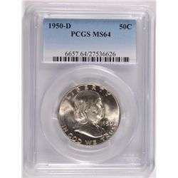1950-D FRANKLIN HALF DOLLAR, PCGS MS-64
