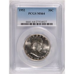 1952 FRANKLIN HALF DOLLAR, PCGS MS-64