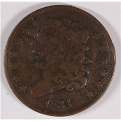 1834 HALF CENT F/VF DETAILS (C-1, R-1)