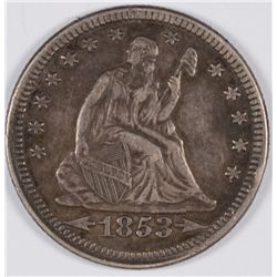 1853 SEATED QUARTER XF-40