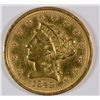 Image 1 : 1849-C $2.50 GOLD AU 53 RARE REVERSE DAMAGE