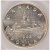 Image 3 : 1948 CANADIAN SILVER DOLLAR, SEGS MS-62, BEAUTIFUL RARE KEY  TO THE SET!!