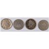 Image 1 : LOT OF 4 NICKELS 1866 SHIELD, NO DATE SHIELD, 1883 WITH CENTS, 1938-D BUFFALO