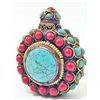 Image 1 : TIBETAN SILVER BRASS INLAY TURQUOISE SNUFF BOTTLE