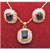 Image 1 : 24K GOLD PLATED BLUE TOPAZ NECKLACE & EARRINGS SET