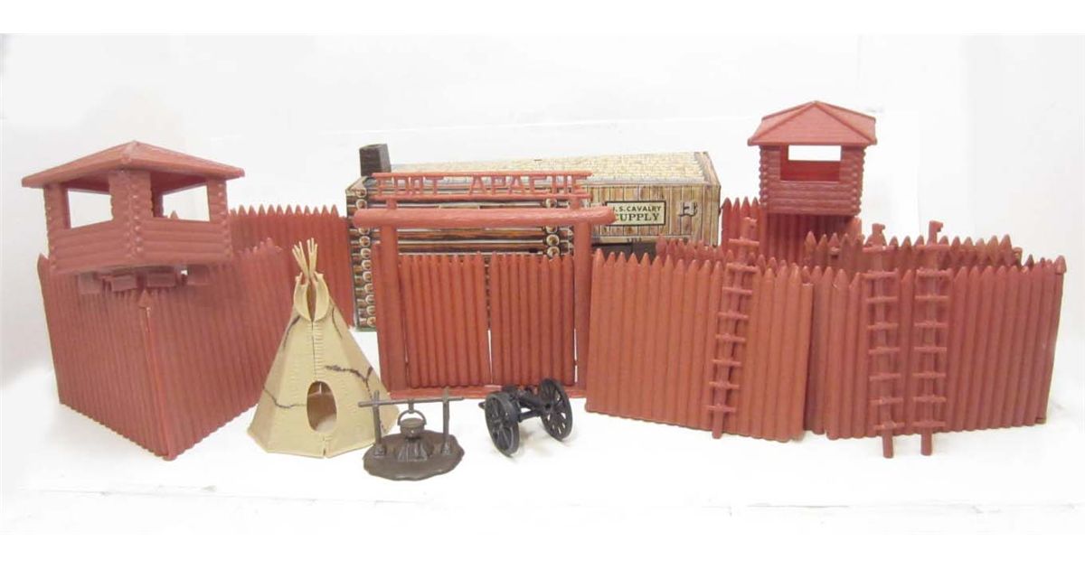 C. 1950'S MARX FORT APACHE PLAYSET IN BOX W/ ACCESSORIES