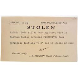 1915 WANTED POSTER POSTCARD