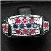 Image 1 : WHITE GOLD OVER STERLING SILVER EMERALD & RUBY RING