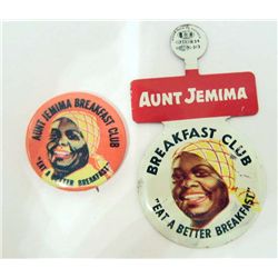 PAIR OF VINTAGE AUNT JEMIMA BREAKFAST CLUB PINS