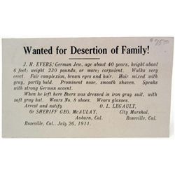1911  WANTED POSTER POSTCARD